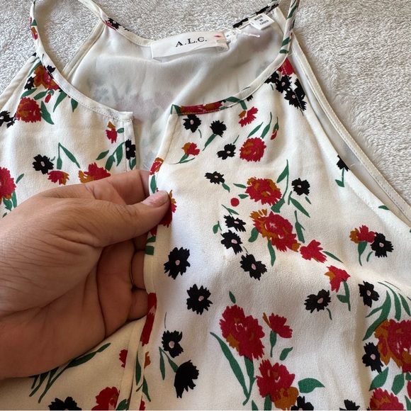 A.L.C. Richards Floral Silk Print Belted Midi Dress Size 6 - Picture 10 of 10